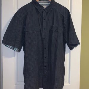 Ecoths short sleeve snap closure shirt, organic cotton, navy, men’s sz XXL